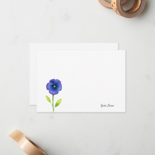 Carte De Correspondance Violet bleu Pansy (Devant/Arrière en situation)