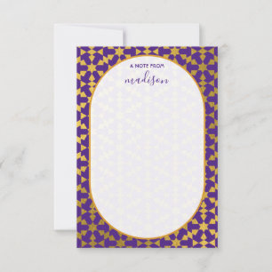 Carte de correspondance violet et or Ethnique Maro