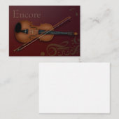 Carte De Correspondance Violon "Encore" & Bow Elegant Bourgogne Personnali (Devant / Derrière)