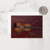 Carte De Correspondance Violon "Encore" & Bow Elegant Bourgogne Personnali (Devant/Arrière en situation)