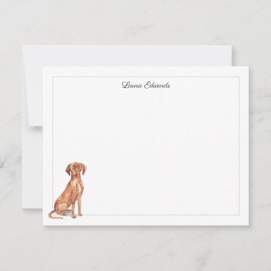 Carte De Correspondance Vizsla Dog Gray Border Personalized (Devant)