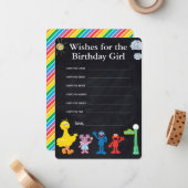 Carte De Correspondance Vœux d'anniversaire de fille avec tableau noir et  (Devant/Arrière en situation)