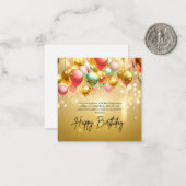 Carte De Correspondance Vœux d'anniversaire doré (Devant/Arrière en situation)
