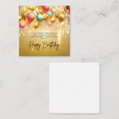 Carte De Correspondance Vœux d'anniversaire doré (Devant / Derrière)