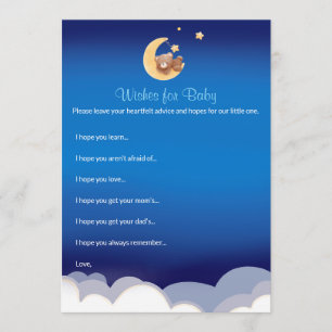 Carte De Correspondance Vœux de douche de bébé pour la lune de Teddy Bear