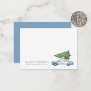 Carte De Correspondance Voiture d'arbre de Noël d'agent de police moderne
