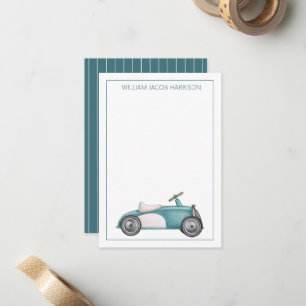 Carte De Correspondance Voiture jouet vintage bleue personnalisée