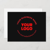 Carte De Correspondance Votre logo et texte circulaire modifiable, rouge o (Devant / Derrière)