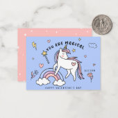 Carte De Correspondance Vous êtes Magique Unicorn et Rainbow Valentine (Devant/Arrière en situation)