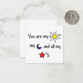 Carte De Correspondance Vous êtes mon Soleil, ma Lune et tous les Étoiles (Devant/Arrière en situation)