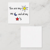Carte De Correspondance Vous êtes mon Soleil, ma Lune et tous les Étoiles (Devant / Derrière)
