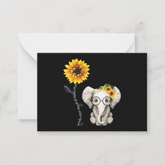 Carte De Correspondance Vous Êtes Mon Sunshine Hippie Sunflower Elephant (Devant)