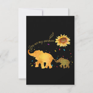 Carte De Correspondance Vous êtes mon Sunshine tournesol Elephant Autisme