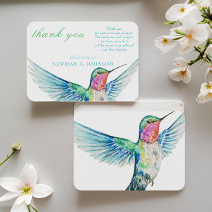 Carte De Correspondance Watercolor Classic Hummingbird Memorial Merci