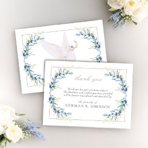 Carte De Correspondance Watercolor Dove & Olive Branch Memorial Merci