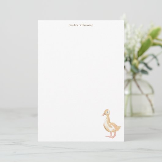 Carte De Correspondance Watercolor Duckling Duck Personalized Stationery (Debout devant)