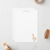 Carte De Correspondance Watercolor Duckling Duck Personalized Stationery (Devant/Arrière en situation)