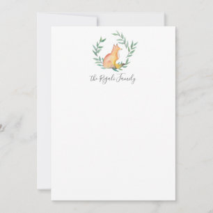 Carte De Correspondance Watercolor Fox & Greenery Stationery personnalisée