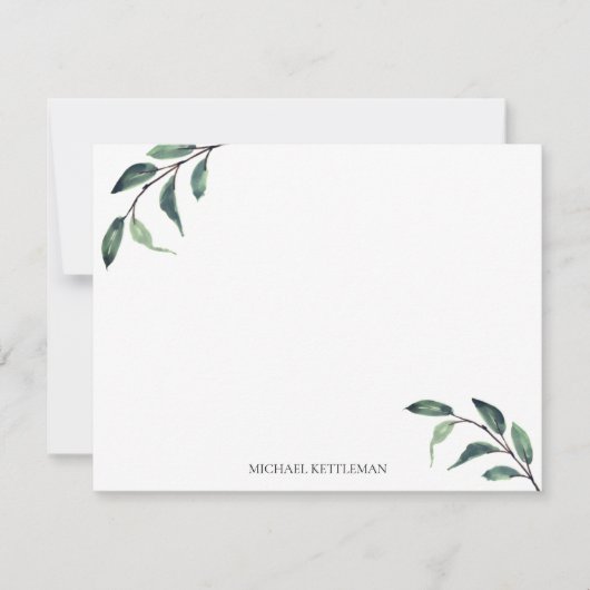 Carte De Correspondance Watercolor Greenery (Devant)