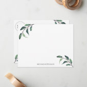 Carte De Correspondance Watercolor Greenery (Devant/Arrière en situation)