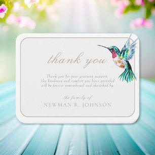 Carte De Correspondance Watercolor Hummingbird Funeral Memorial Merci
