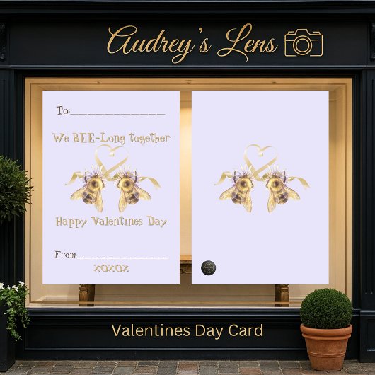 Carte De Correspondance "We BEE long together" Classroom Valentine Card