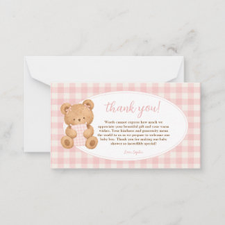 Carte De Correspondance We Can Bearly Wait Bear Baby Girl Gingham