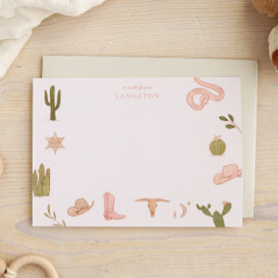 Carte De Correspondance Western Cowgirl Pink Kids