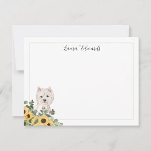 Carte De Correspondance Westie Chien Sunflower Eucalyptus Personnalisé