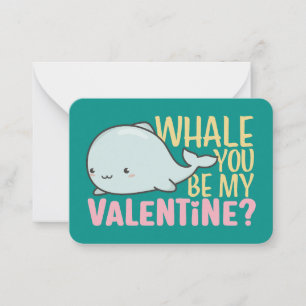Carte De Correspondance Whale You Be My Valentine Cute Kid Valentine's Day