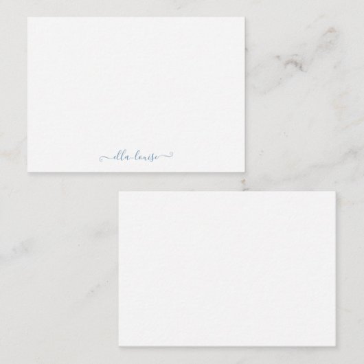 Carte De Correspondance Whimsical Elegine Blue Nom du script (Devant / Derrière)