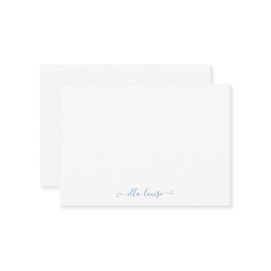Carte De Correspondance Whimsical Elegine Blue Nom du script (Devant/Arrière en situation)