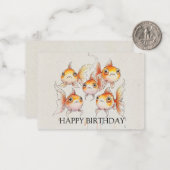 Carte De Correspondance Whimsical Floating Goldfish Anniversaire (Devant/Arrière en situation)