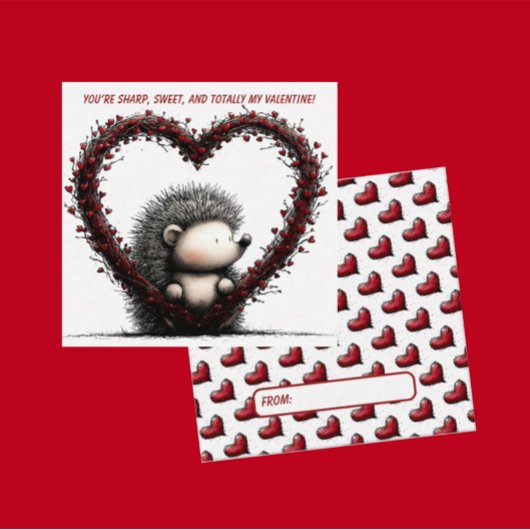 Carte De Correspondance Whimsical Hedgehog Valentine Card 