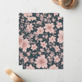 Carte De Correspondance Whimsical rose Sakura Motif (Devant/Arrière en situation)