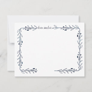 Carte De Correspondance Whimsical Simple Marine Berry Vine