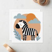 Carte De Correspondance Whimsical Zebra Scandinave Influencée (Devant/Arrière en situation)