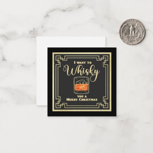Carte De Correspondance Whisky Christmas Flat Note Card (Devant/Arrière en situation)