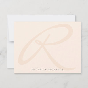 Carte De Correspondance Whisper rose Élégant minimaliste Monogramme et nom