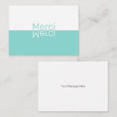 Carte De Correspondance White & Aqua Réflexion Merci français moderne (Devant / Derrière)