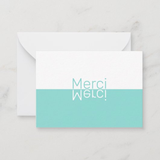 Carte De Correspondance White & Aqua Réflexion Merci français moderne (Devant)