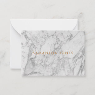 Carte De Correspondance White Carrara Marble Gold Classic Personalised