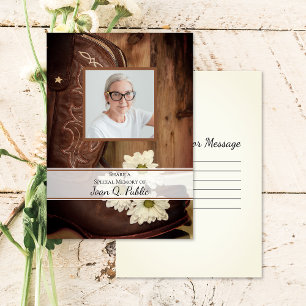 Carte De Correspondance White Daisers Boots Share Memory Funeral Memorial