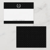 Carte De Correspondance White On Black Laurel Monogram Polka Dot Pattern (Devant / Derrière)
