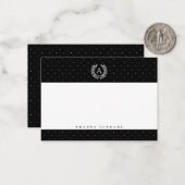Carte De Correspondance White On Black Laurel Monogram Polka Dot Pattern (Devant/Arrière en situation)