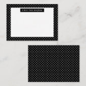 Carte De Correspondance White On Black Polka Dots Pattern Custom Text (Devant / Derrière)