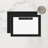 Carte De Correspondance White On Black Polka Dots Pattern Custom Text (Devant/Arrière en situation)