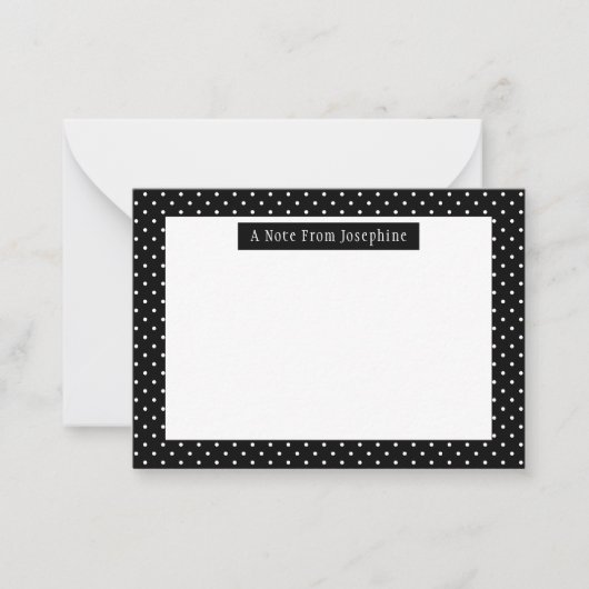 Carte De Correspondance White On Black Polka Dots Pattern Custom Text (Devant)