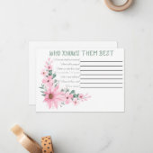 Carte De Correspondance Who Knows The Couple Best Bridal Shower Game (Devant/Arrière en situation)