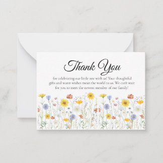 Carte De Correspondance Wildflower Baby Shower Thank You Card